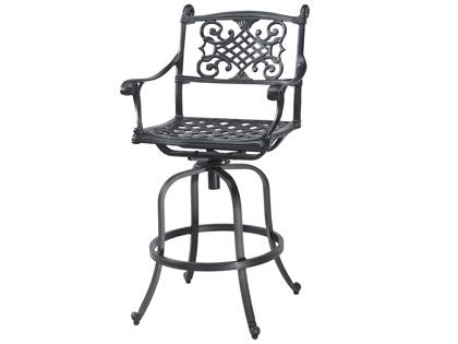 Gensun Michigan Cast Aluminum Swivel Bar Height Armchair with Optional Seat Cushion