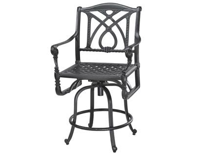 Gensun Grand Terrace Cast Aluminum Swivel Balcony Height Armchair with Optional Seat Cushion