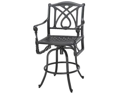 Gensun Grand Terrace Cast Aluminum Swivel Bar Height Armchair with Optional Seat Cushion