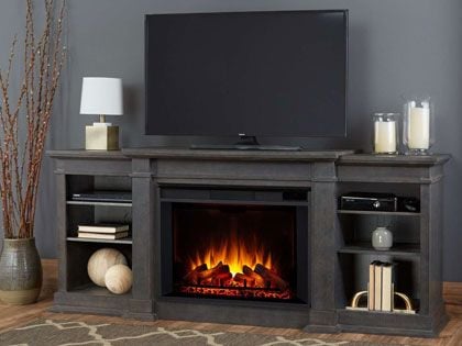 Eliot 81-Inch Electric Fireplace TV Stand in Antique Gray