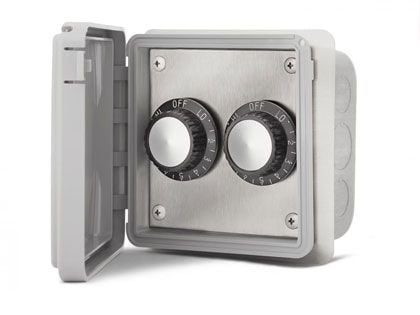 Infratech 120V Double Input Regulator Stainless Steel Flush Mount Plate With Deep Gang Box And Waterproof Cover