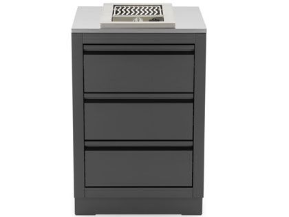 Napoleon 500 Series Inline Single Range Top Burner with Stainless Steel Cover and OASIS Two Drawer Cabinet with False Top Drawer