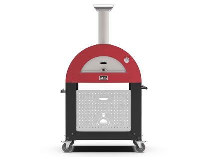 Alfa Moderno 2 Pizze 38-Inch Wood-Fired Pizza Oven and Oven Base - Antique Red