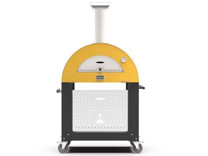 Alfa Moderno 2 Pizze 38-Inch Wood-Fired Pizza Oven and Oven Base - Fire Yellow