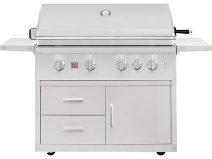 Summerset TRL Pro 40-Inch 4 Burner Gas Grill With Rear Infrared Burner and Rotisserie Kit on Deluxe Cart