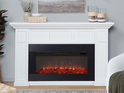 Alcott 75-in Electric Fireplace Mantel in White