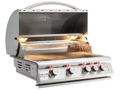 Blaze Premium LTE Marine Grade 32-Inch 4-Burner Built-In Gas Grill With Rear Infrared Burner & Grill Lights