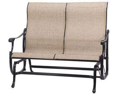 Gensun Michigan Cast Aluminum Sling High Back Loveseat Glider