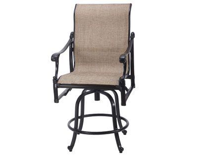 Gensun Michigan Cast Aluminum Sling Swivel Balcony Height Armchair
