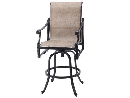 Gensun Michigan Cast Aluminum Sling Swivel Bar Height Armchair