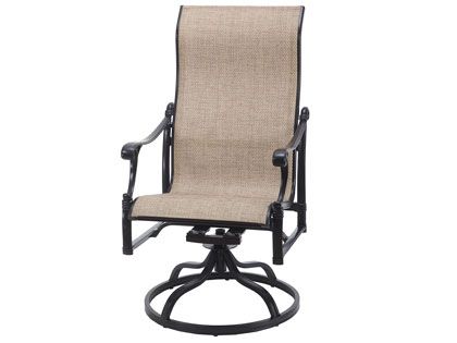 Gensun Michigan Cast Aluminum Sling High Back Swivel Rocker Chair