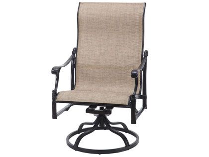 Gensun Michigan Cast Aluminum Sling High Back Swivel Rocking Lounge Chair