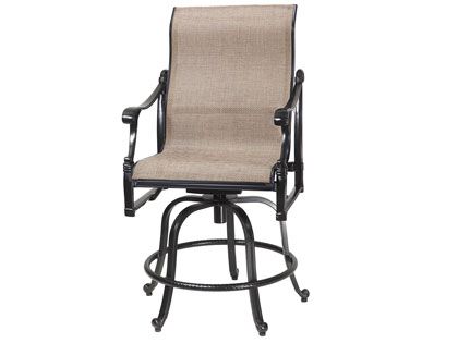 Gensun Michigan Cast Aluminum Sling Swivel Rocking Balcony Height Armchair