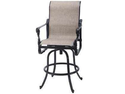 Gensun Grand Terrace Cast Aluminum Sling Bar Height Armchair