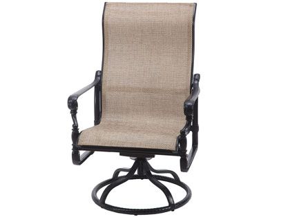 Gensun Grand Terrace Cast Aluminum Sling High Back Swivel Rocking Lounge Chair