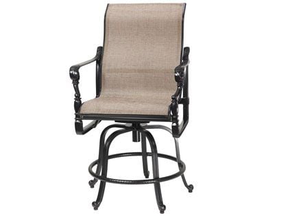 Gensun Grand Terrace Cast Aluminum Sling Balcony Height Swivel Rocking Armchair