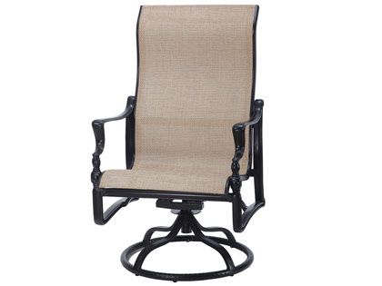 Gensun Bel Air Cast Aluminum Sling High Back Swivel Rocking Lounge Chair