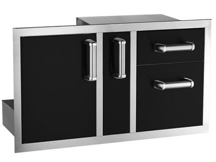 Fire Magic Echelon Flush 36-Inch Black Access Door With Platter Storage And Double Drawer With Soft Close