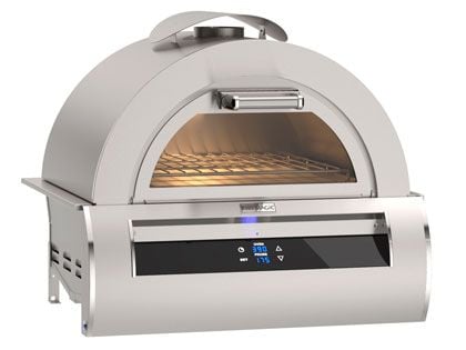 Fire Magic Echelon Diamond Built-In Gas Black Glass Pizza Oven with Integrated Smart Technology