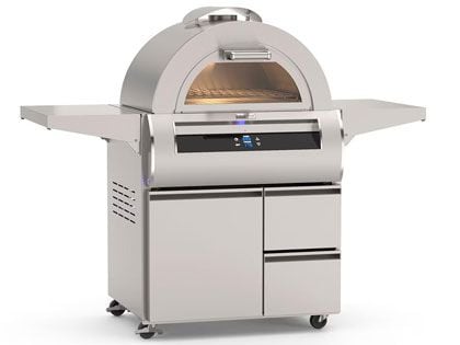 Fire Magic Echelon Diamond Freestanding Gas Black Glass Pizza Oven with Integrated Smart Technology