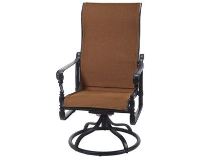Gensun Grand Terrace Cast Aluminum Padded Sling High Back Swivel Rocker
