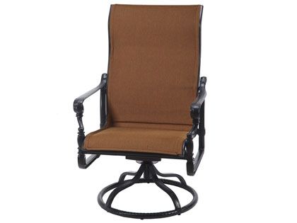 Gensun Grand Terrace Cast Aluminum Padded Sling High Back Swivel Rocking Lounge Chair