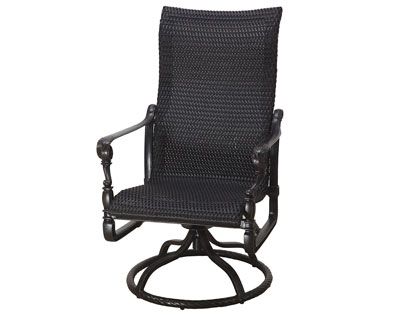Gensun Grand Terrace Cast Aluminum Woven High Back Swivel Rocker