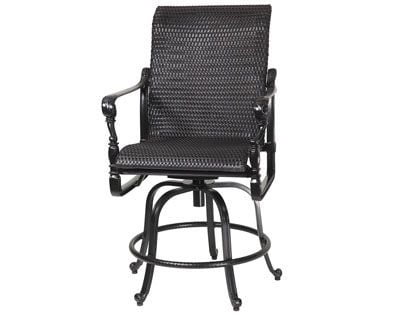 Gensun Grand Terrace Cast Aluminum Woven Swivel Rocking Balcony Height Armchair