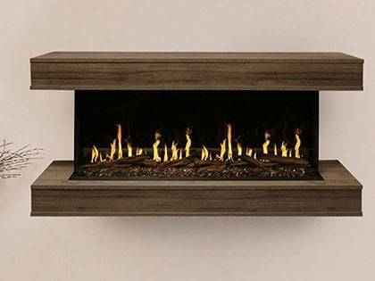 Modern Flames 76-inch Orion Multi Linear Virtual Electric Fireplace with Floating Mantel Set