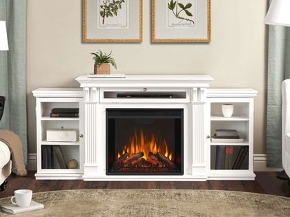 Calie 67-Inch Electric Fireplace TV Stand in White