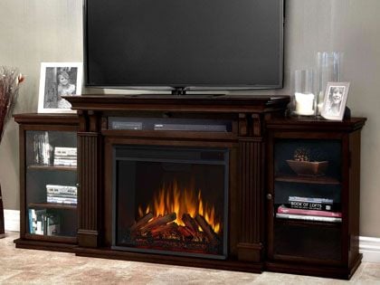 Calie 67-Inch Electric Fireplace TV Stand in Dark Walnut