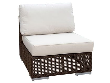 Hospitality Rattan Atlantis Outdoor Wicker Modular Armless Chair with Cushions