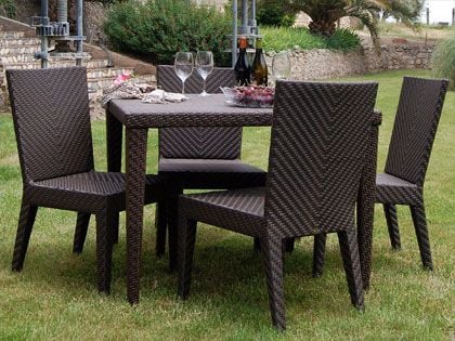 Hospitality Rattan Atlantis 5-Piece Wicker Dining Set with Cushions