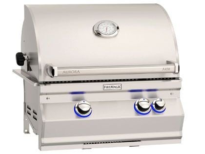 Fire Magic Aurora A430i 27-Inch Built-In Gas Grill with Side Infrared Burner, Backburner & Rotisserie Kit