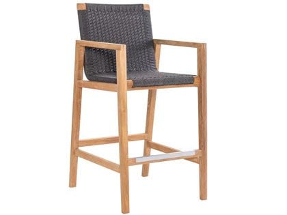 Admiral Teak Rope Bar Chair in Charcoal Grey