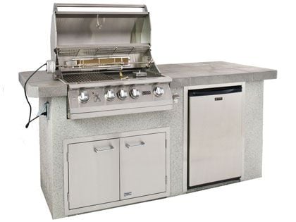 Lion Advanced Q 7-Foot BBQ Island With Gas Grill and Refrigerator