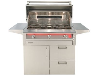 Alfresco 36-Inch AIPG Intelligent Professional Gas Grill With Thermaglass Radiant Shields, Rear Infrared Burner & Rotisserie Kit