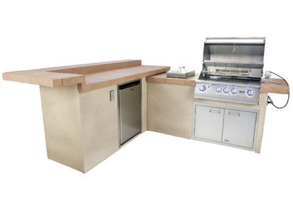 Lion American Q 8 3/4-Foot BBQ Island With Gas Grill, Side Burner & Refrigerator