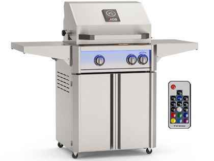 AOG L-Series 24-Inch 2-Burner Gas Grill With Rear IR Burner, Rotisserie Kit, Internal Lights & LED Multi-Color Lights