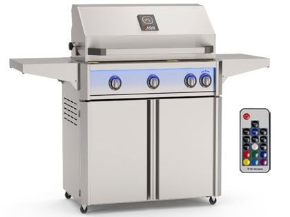 AOG L-Series 30-Inch 3-Burner Gas Grill With Rear IR Burner, Rotisserie Kit, Internal Lights & LED Multi-Color Lights