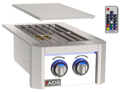 AOG L-Series Built-In Gas Double Side Burner with LED Multi-Color Light Bar - White