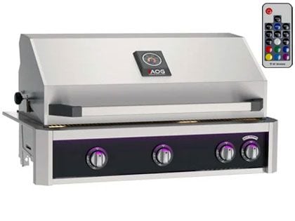AOG L-Series 36-Inch 3-Burner Built-In Gas Grill With Rear IR Burner, Rotisserie Kit, Internal Lights & LED Multi-Color Lights - Black