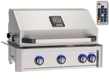 AOG L-Series 30-Inch 3-Burner Built-In Gas Grill With Rear IR Burner, Rotisserie Kit, Internal Lights & LED Multi-Color Lights
