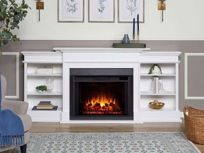 Ashton Grand 92-Inch Electric Fireplace TV Stand in White