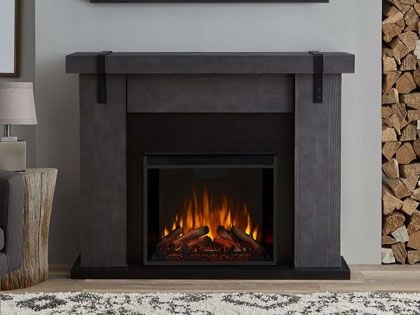 Aspen 49-Inch Electric Fireplace Mantel in Gray Barnwood