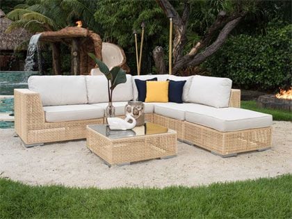 Panama Jack 6-Piece Austin Wicker Cushion Sectional Patio Lounge Set