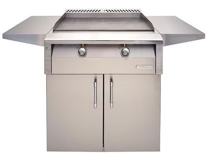 Alfresco 30-Inch Dual Zone Thematically Controlled Gas Griddle with Cart
