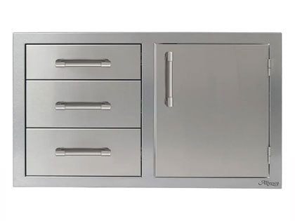 Alfresco 32-Inch Stainless Steel Right-Hinged Soft-Close Door & Triple Drawer Combo