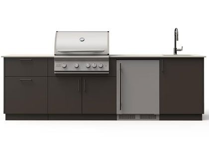 Blaze Golden Hour 10-Ft Outdoor Kitchen Island with 32-Inch Premium LTE+ Gas Grill, Refrigerator & Sink