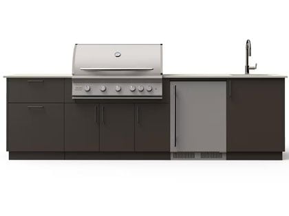 Blaze Golden Hour 10-Ft Outdoor Kitchen Island with 40-Inch Premium LTE+ Gas Grill, Refrigerator & Sink